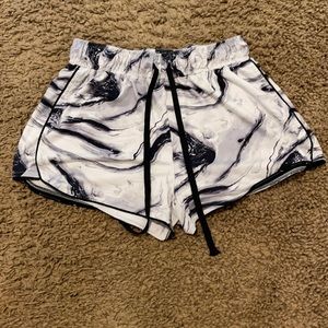 small, SO, black and white marble shorts